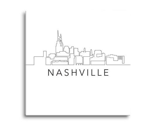 Minimalist B&W Tennessee Nashville Skyline | Hi-Def Glass Art | Eaches | Min 2