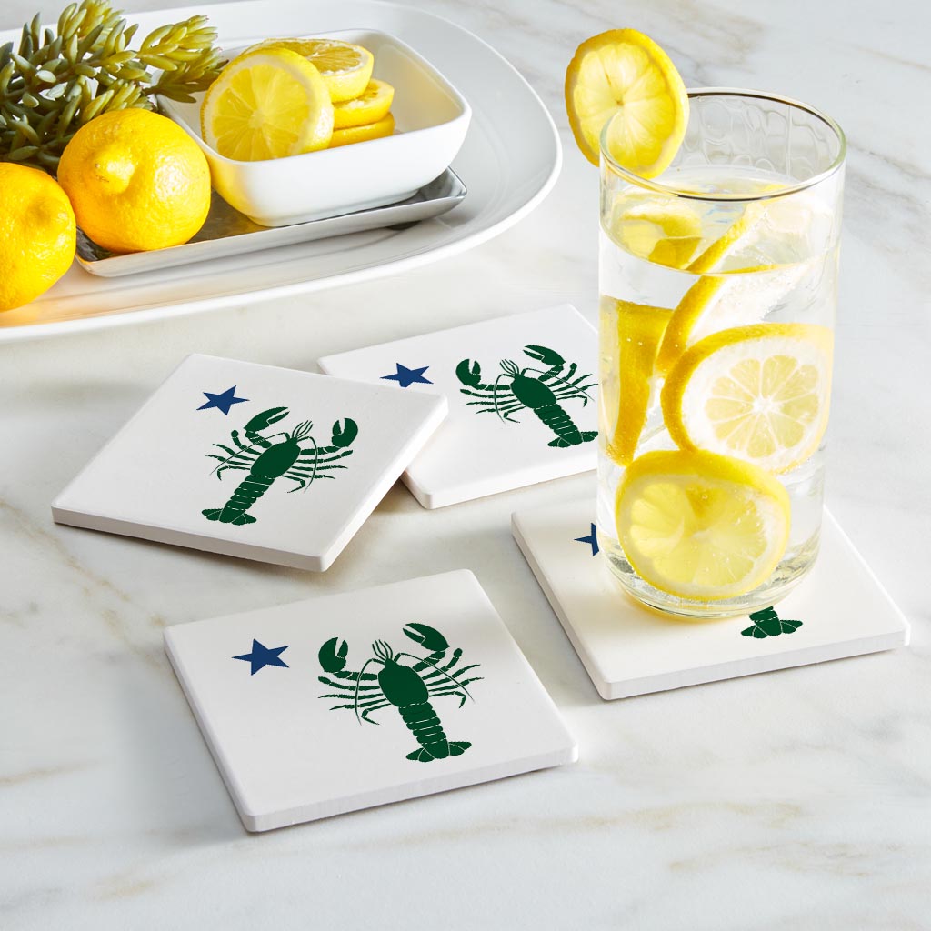 New England Star And Lobster | Absorbent Coasters | Set of 4 | Min 2