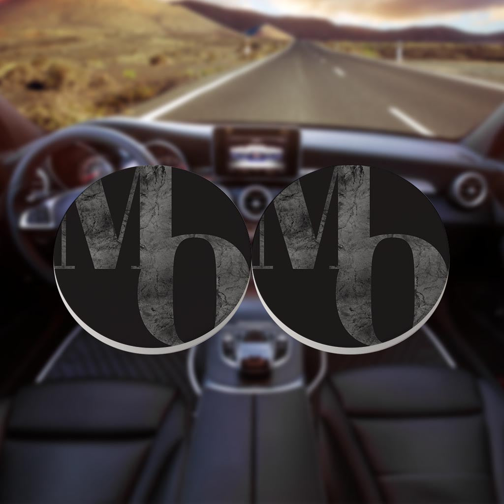 Minimalist B&W Missouri Black Initials | Absorbent Car Coasters | Set of 2 | Min 4