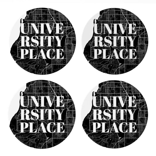 Minimalistic B&W Washington University Place Map | Absorbent Coasters | Set of 4 | Min 2
