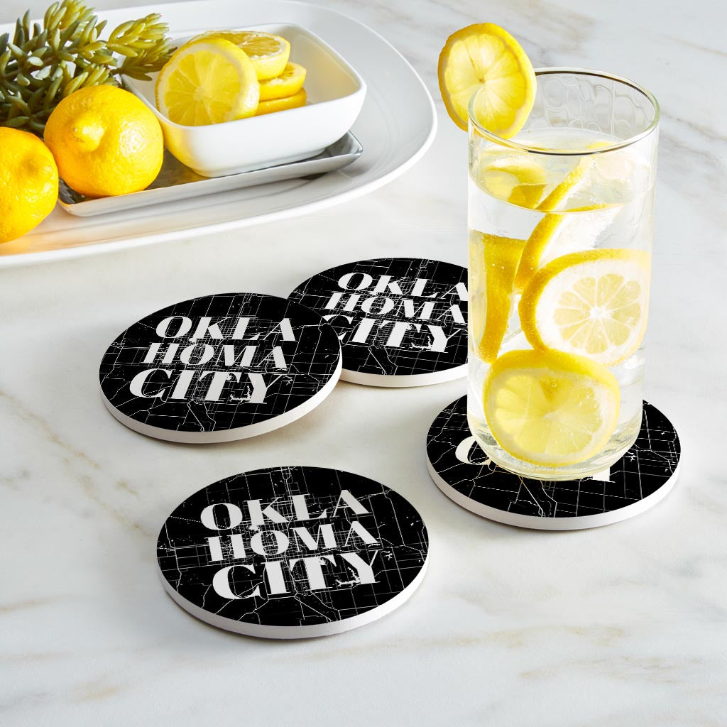 Modern Oklahoma City Map | Absorbent Coasters | Set of 4 | Min 2