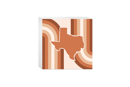 Modern Minimalist Texas State Shape Retro Lines | Wood Block | Eaches | Min 4