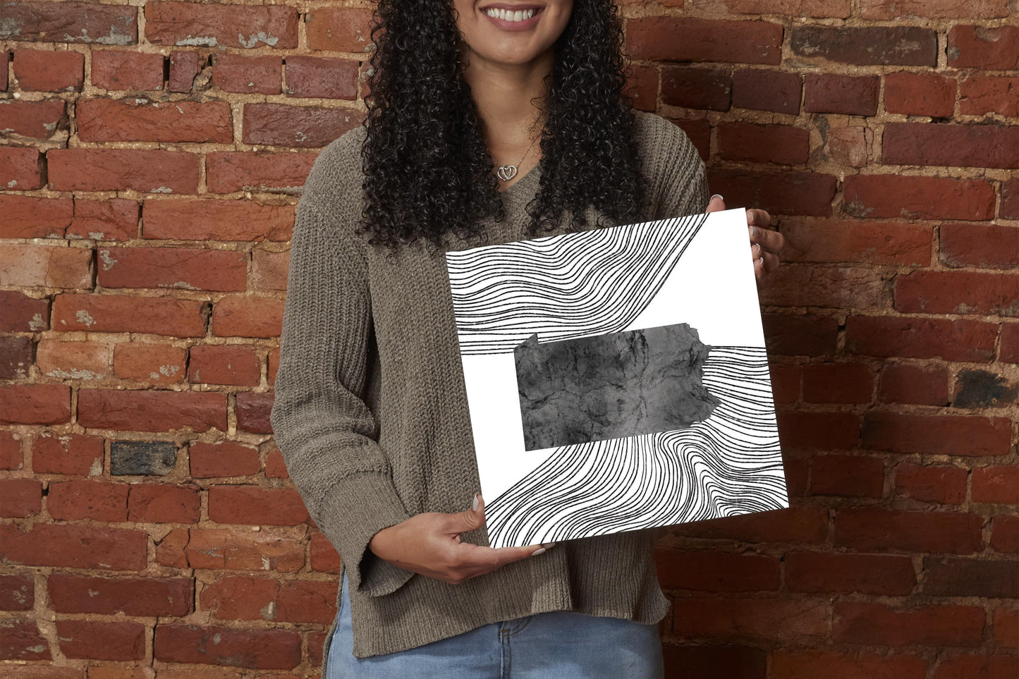 Minimalistic B&W Pennsylvania Shape Fluid Lines | Wood Sign | Eaches | Min 2