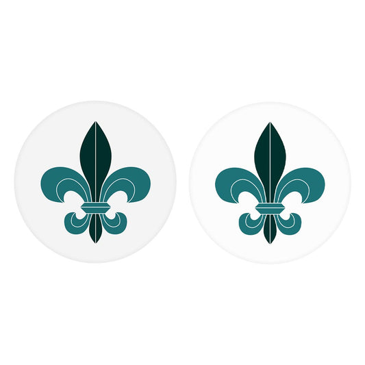 Blue White Fleu De Lis | Absorbent Car Coasters | Set of 2 | Min 4
