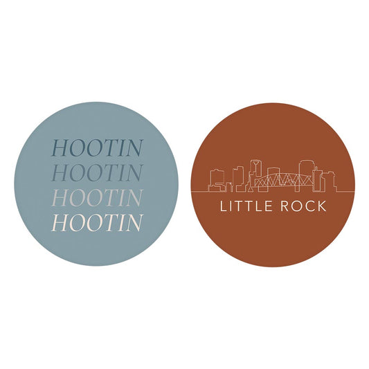 Modern Minimalist Arkansas Hootin Little Rock| Absorbent Car Coasters | Set of 2 | Min 4