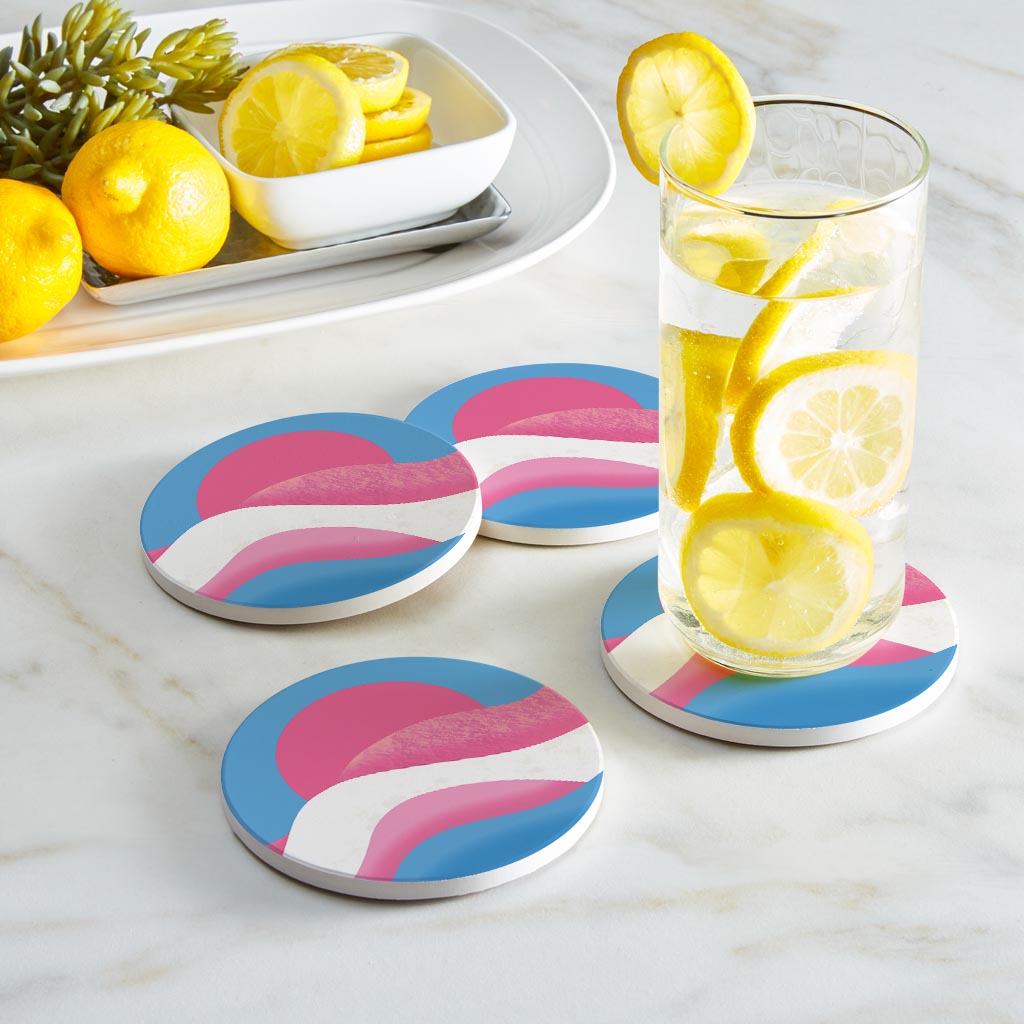 Transgender Pride Moon Waves| Absorbent Coasters | Set of 4 | Min 2