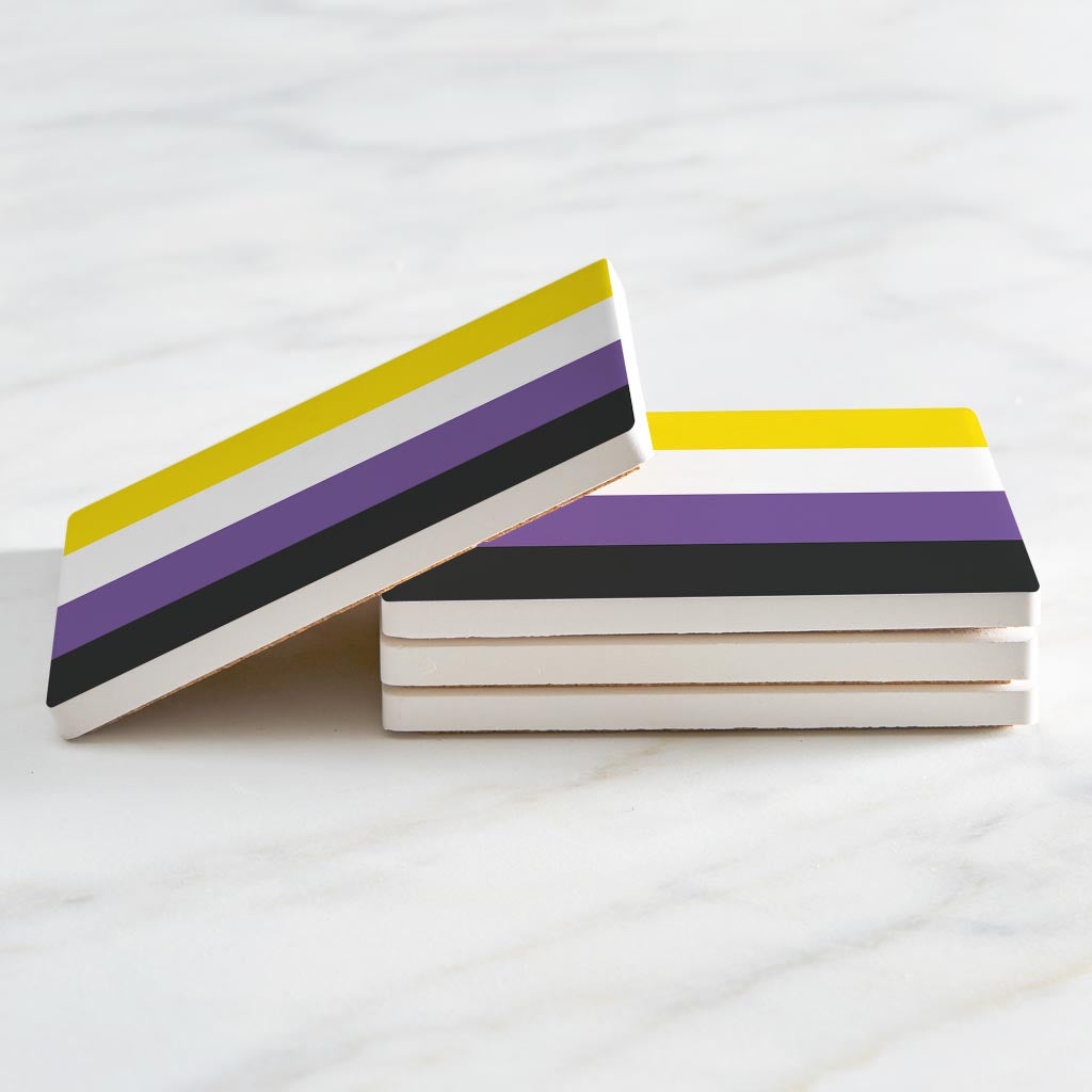 Nonbinary Pride Flag Colors| Absorbent Coasters | Set of 4 | Min 2