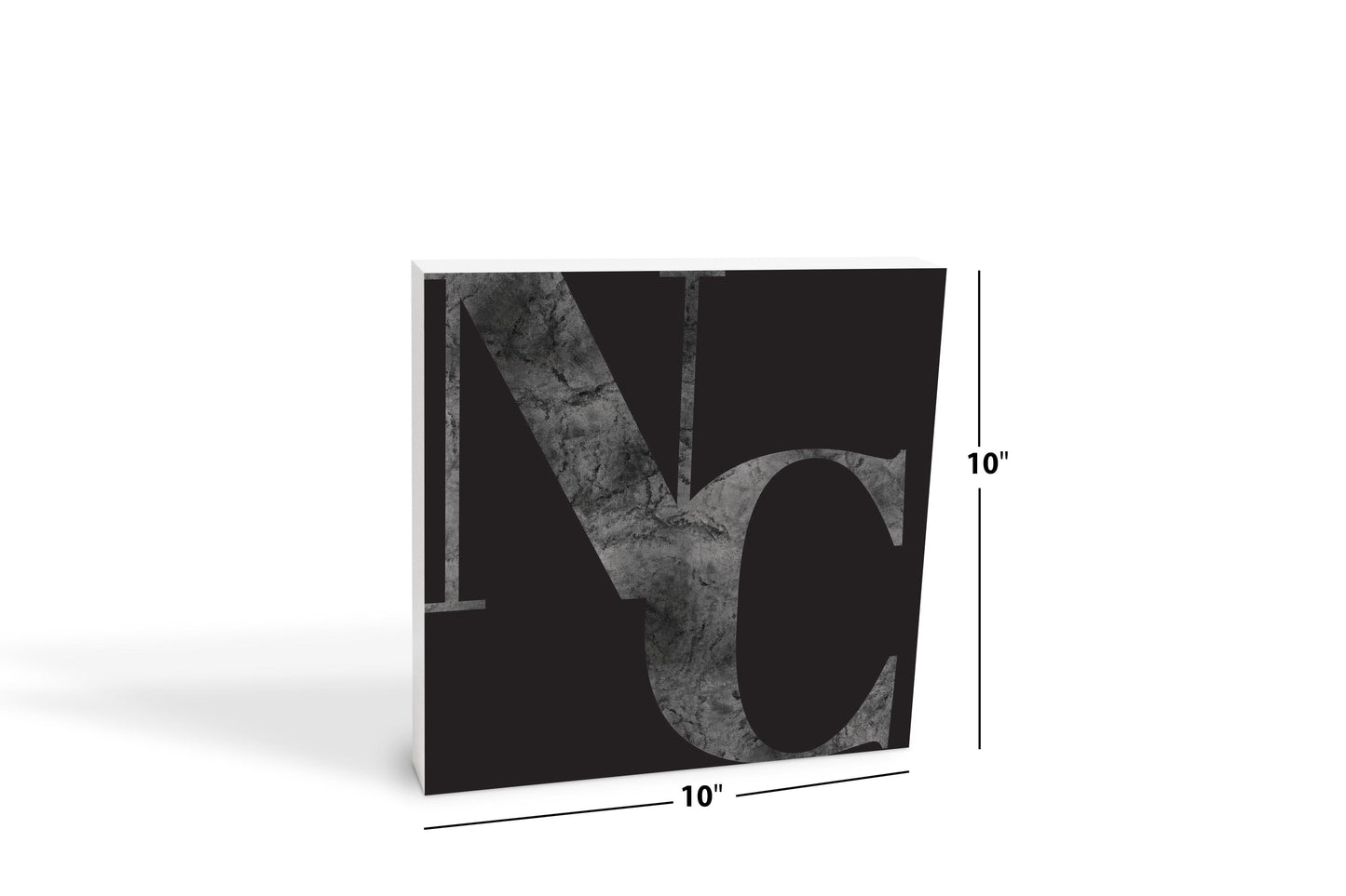 Minimalistic B&W North Carolina Black Initials | Wood Block | Eaches | Min 2