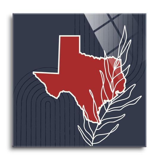 Modern Minimalist Texas Colors Shape Leaf | Hi-Def Glass Art | Eaches | Min 1