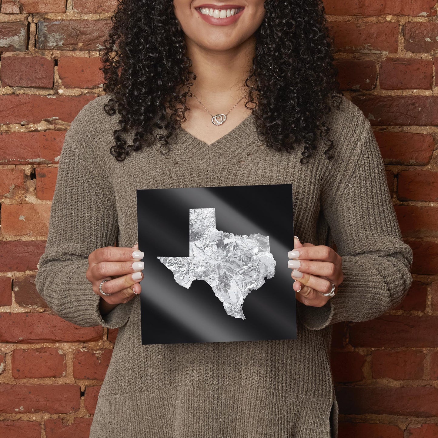 Minimalistic B&W Texas Metal State Shape | Hi-Def Glass Art | Eaches | Min 2