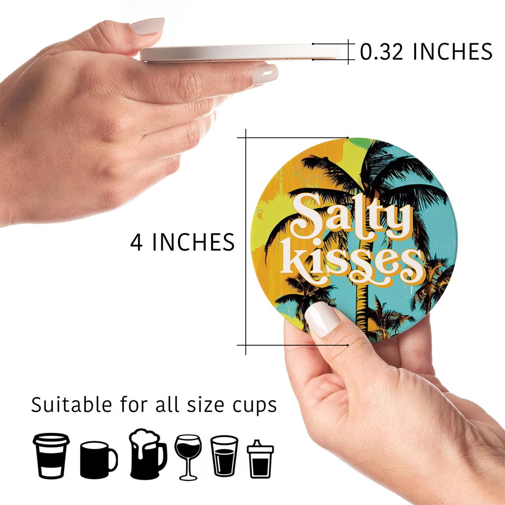 Salty Kisses Palm Trees | Absorbent Coasters | Set of 4 | Min 2