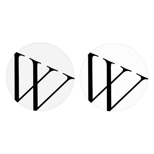 Minimalist Monogram W Circle | Absorbent Car Coasters | Set of 2 | Min 4