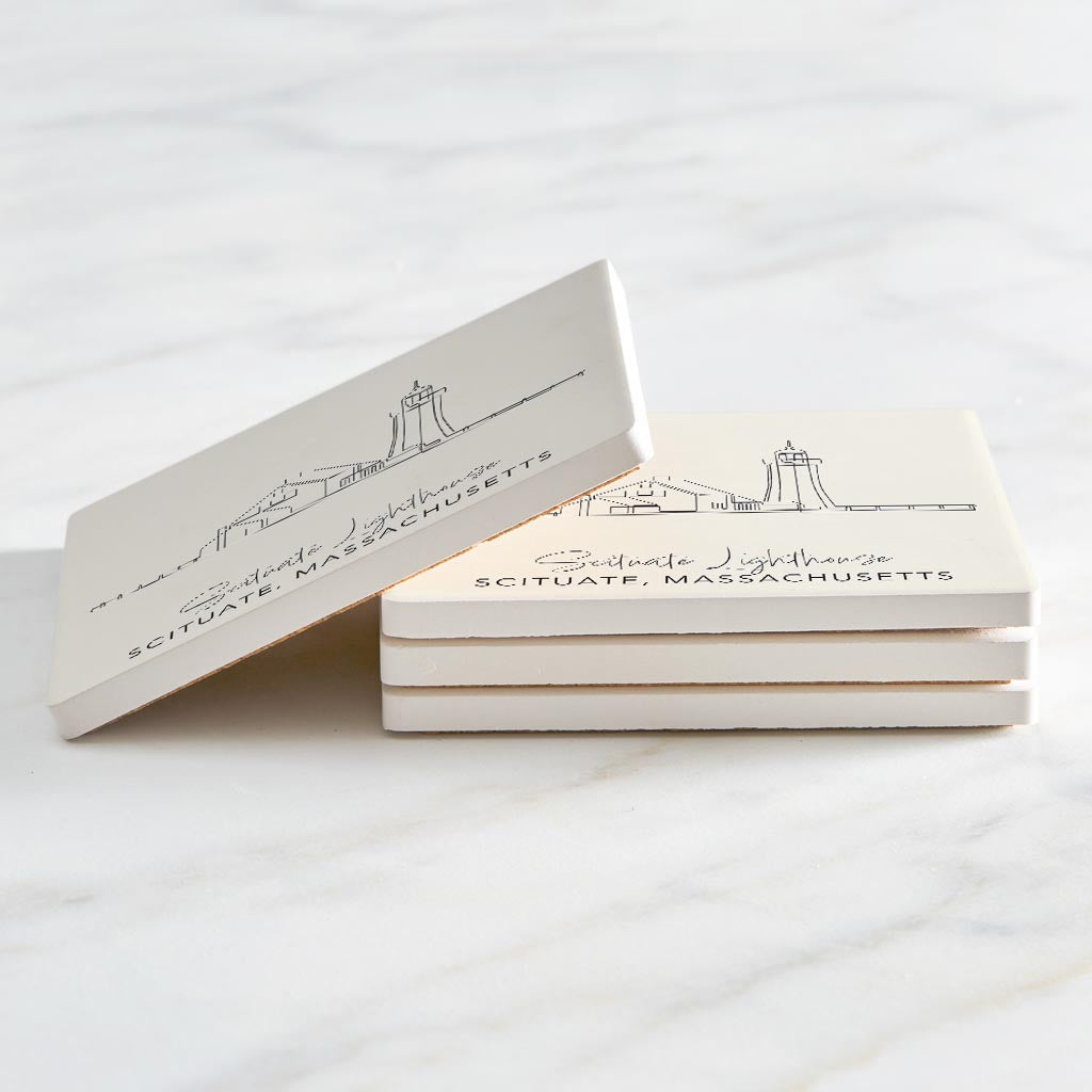 Scituate Lighthouse | Absorbent Coasters | Set of 4 | Min 2