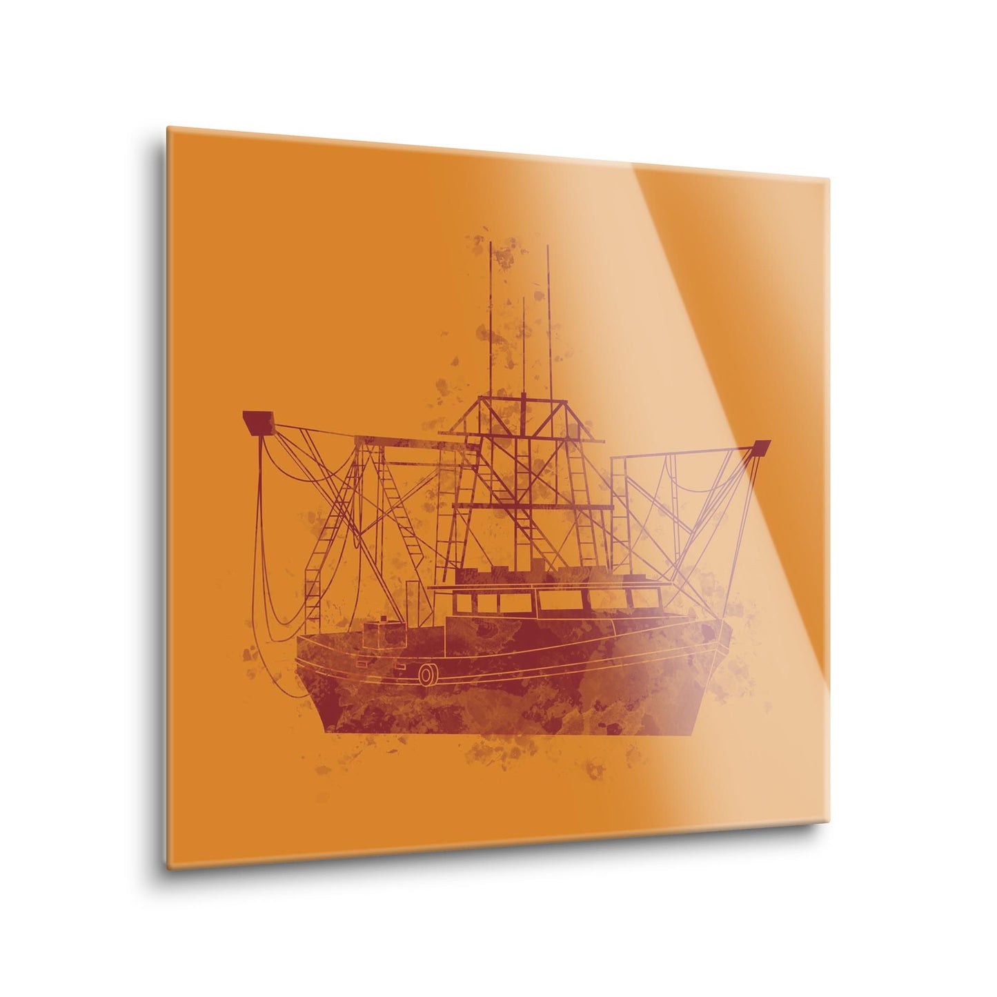 Louisiana Colorful Water Color Shrimp Boat | Hi-Def Glass Art | Eaches | Min 1