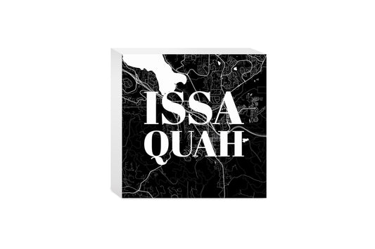 Minimalistic B&W Washington Issaquah Map | Wood Block | Eaches | Min 4