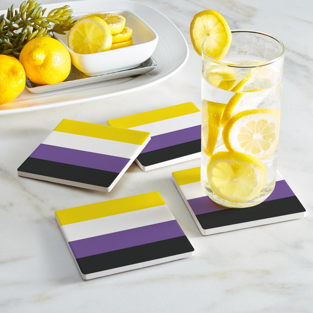 Nonbinary Pride Flag Colors| Absorbent Coasters | Set of 4 | Min 2
