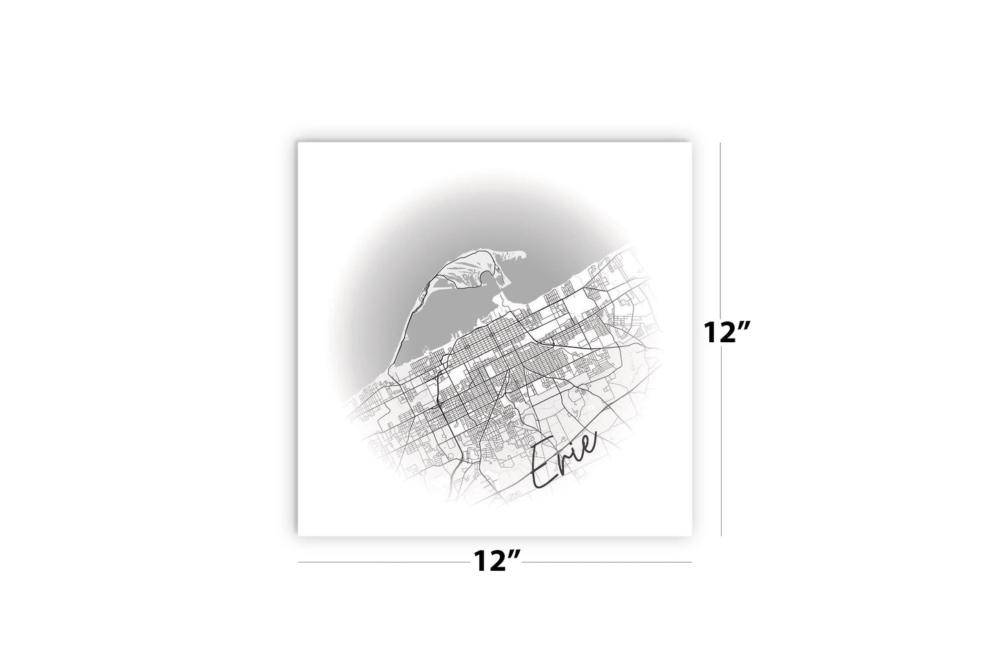 Minimalistic B&W Pennsylvania Erie Circle Map | Wood Sign | Eaches | Min 2