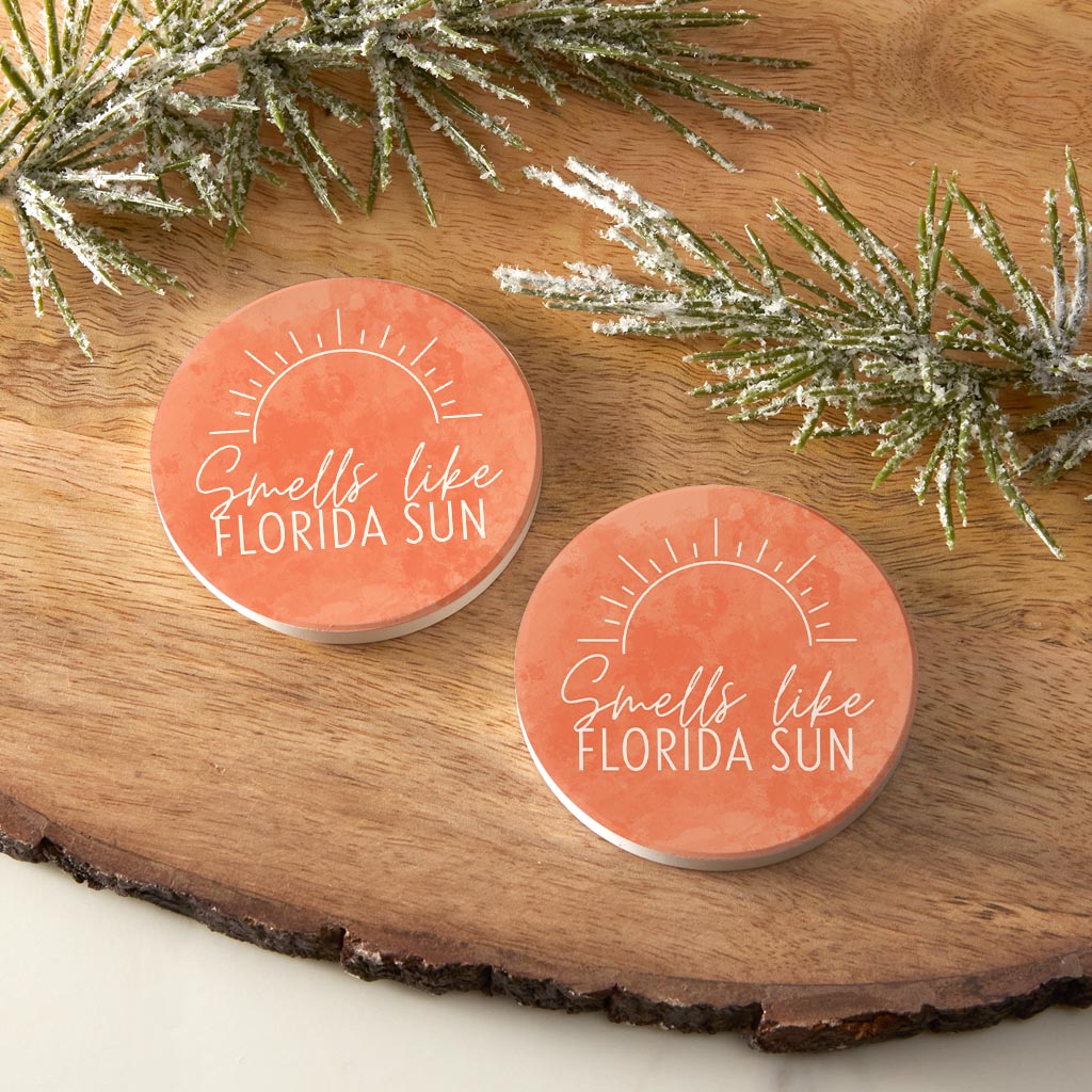 Smells Like Florida Sun Pink | Absorbent Car Coasters | Set of 2 | Min 4