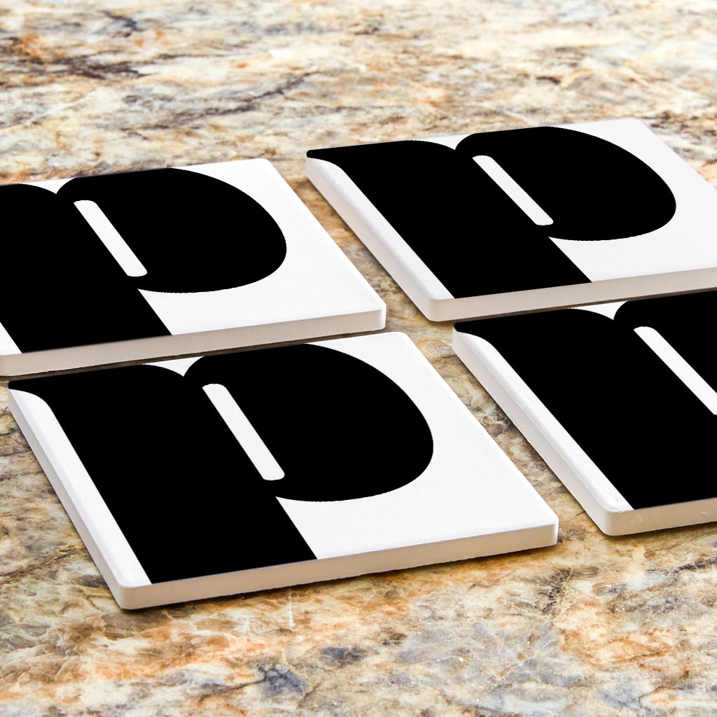 Fun Chunky Monogram P | Absorbent Coasters | Set of 4 | Min 2