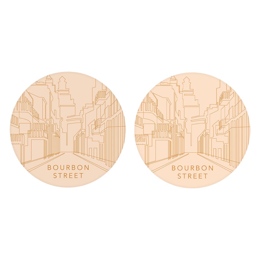 Modern Minimalist Louisiana Bourbon Street Drawing| Absorbent Car Coasters | Set of 2 | Min 4