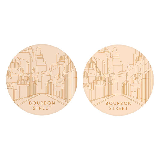 Modern Minimalist Louisiana Bourbon Street Drawing| Absorbent Car Coasters | Set of 2 | Min 4