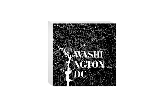 Minimalistic B&W Washington Dc Map | Wood Block | Eaches | Min 4