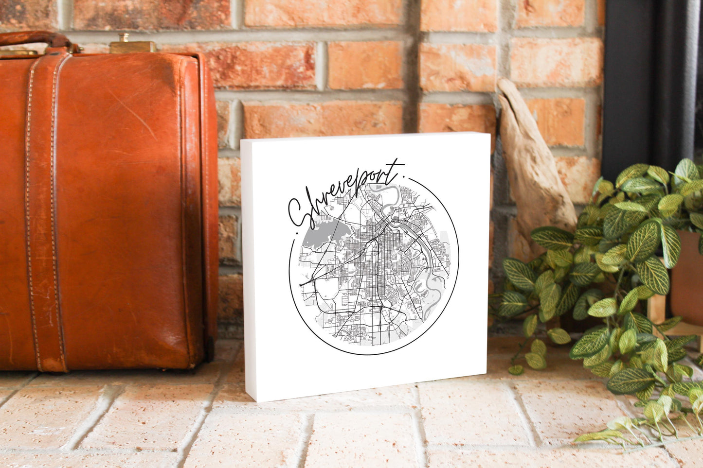 Modern Louisiana Shreveport Circle Map | Wood Block | Eaches | Min 2