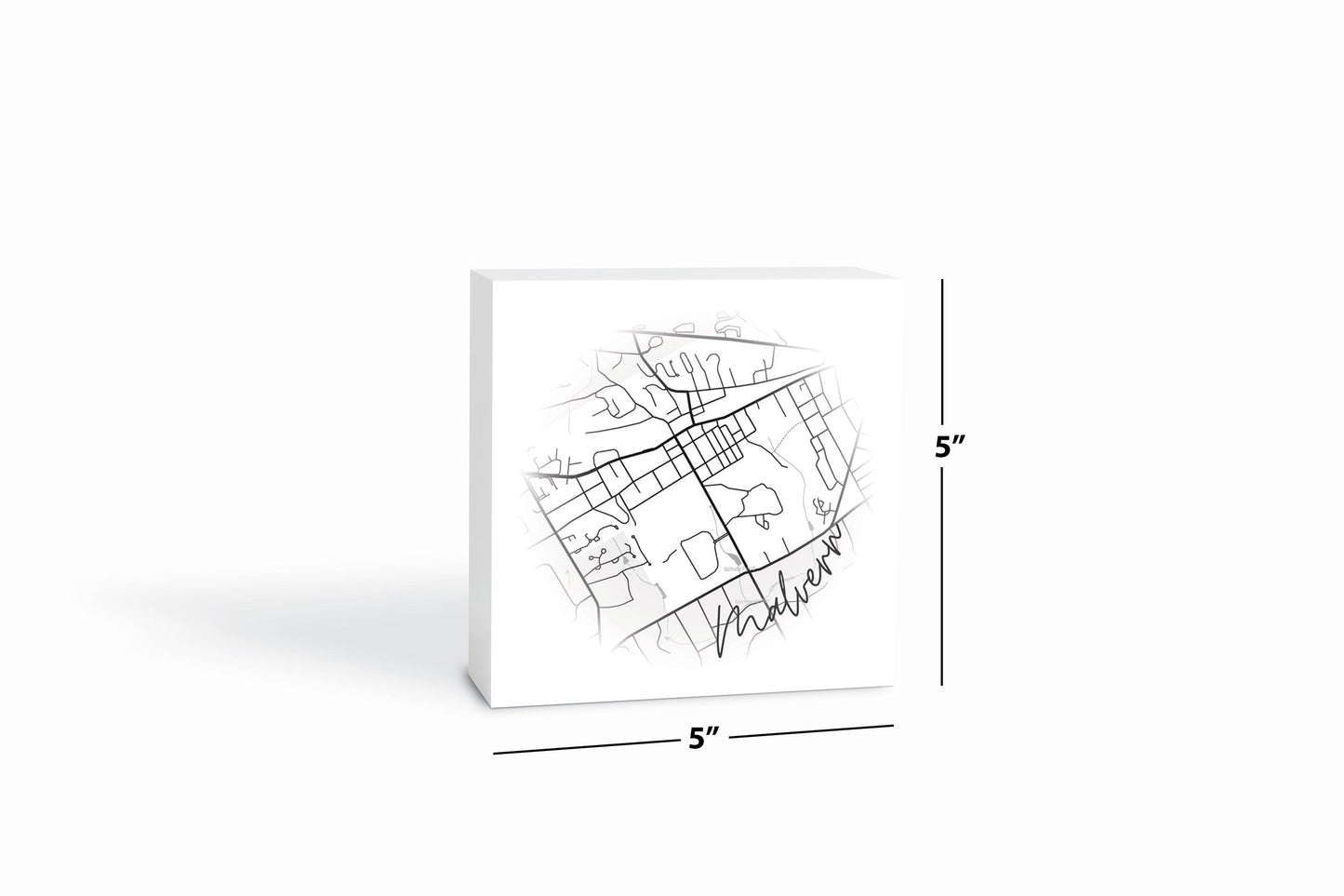 Minimalistic B&W Pennsylvania Malvern Circle Map | Wood Block | Eaches | Min 4