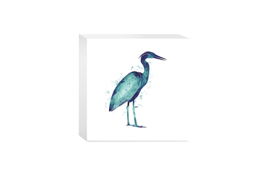 East Coast Water Color Heron | Wood Block | Eaches | Min 4