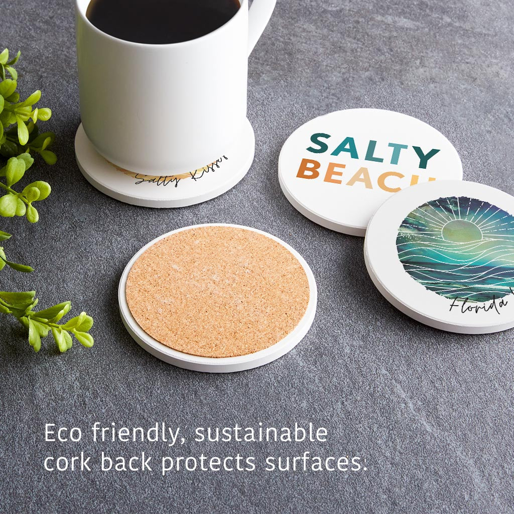 Florida Minimalistic Sayings | Absorbent Coasters | Set of 4 | Min 2