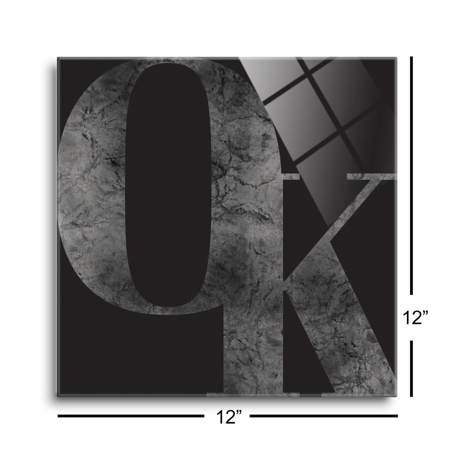 Modern Black Oklahoma Initials | Hi-Def Glass Art | Eaches | Min 1