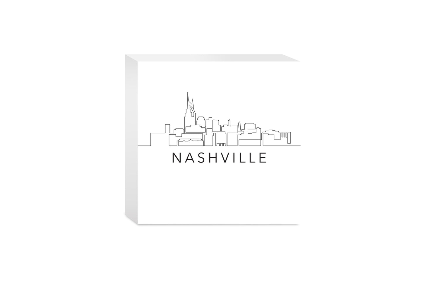 Minimalist B&W Tennessee Nashville Skyline | Wood Block | Eaches | Min 4
