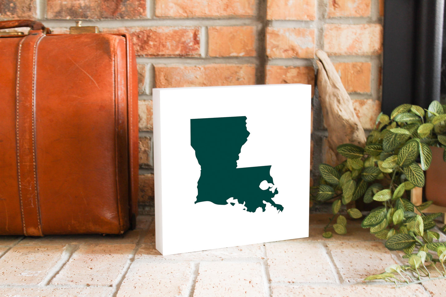 Blue White Louisiana State Shape | Wood Block | Eaches | Min 2