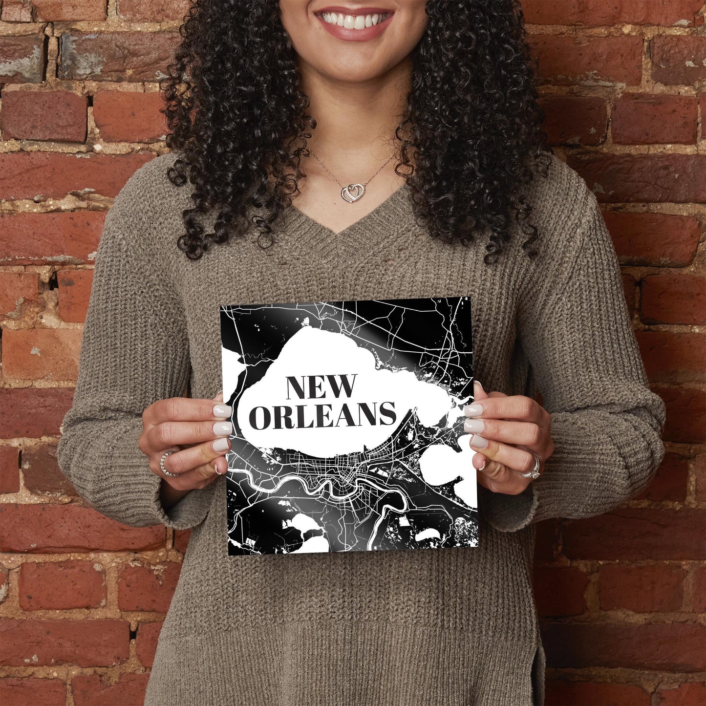 Modern Louisiana New Orleans Map | Hi-Def Glass Art | Eaches | Min 2