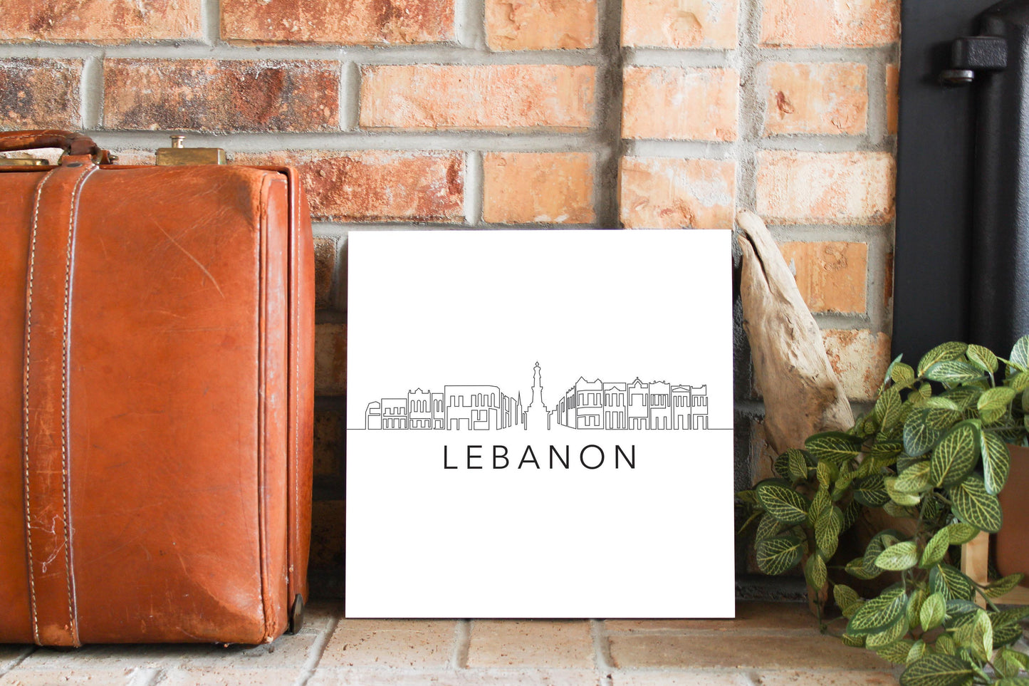 Minimalist B&W Tennessee Lebanon Skyline | Wood Sign | Eaches | Min 2