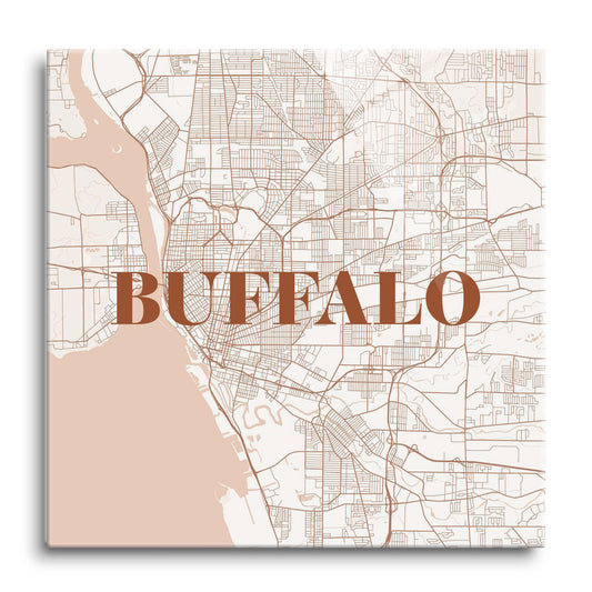 Modern Minimalist New York Buffalo Map | Hi-Def Glass Art | Eaches | Min 1