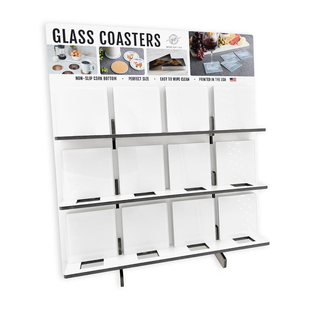 Modern Minimalist Louisiana Square Glass Coaster Loaded Display POP Min of 1