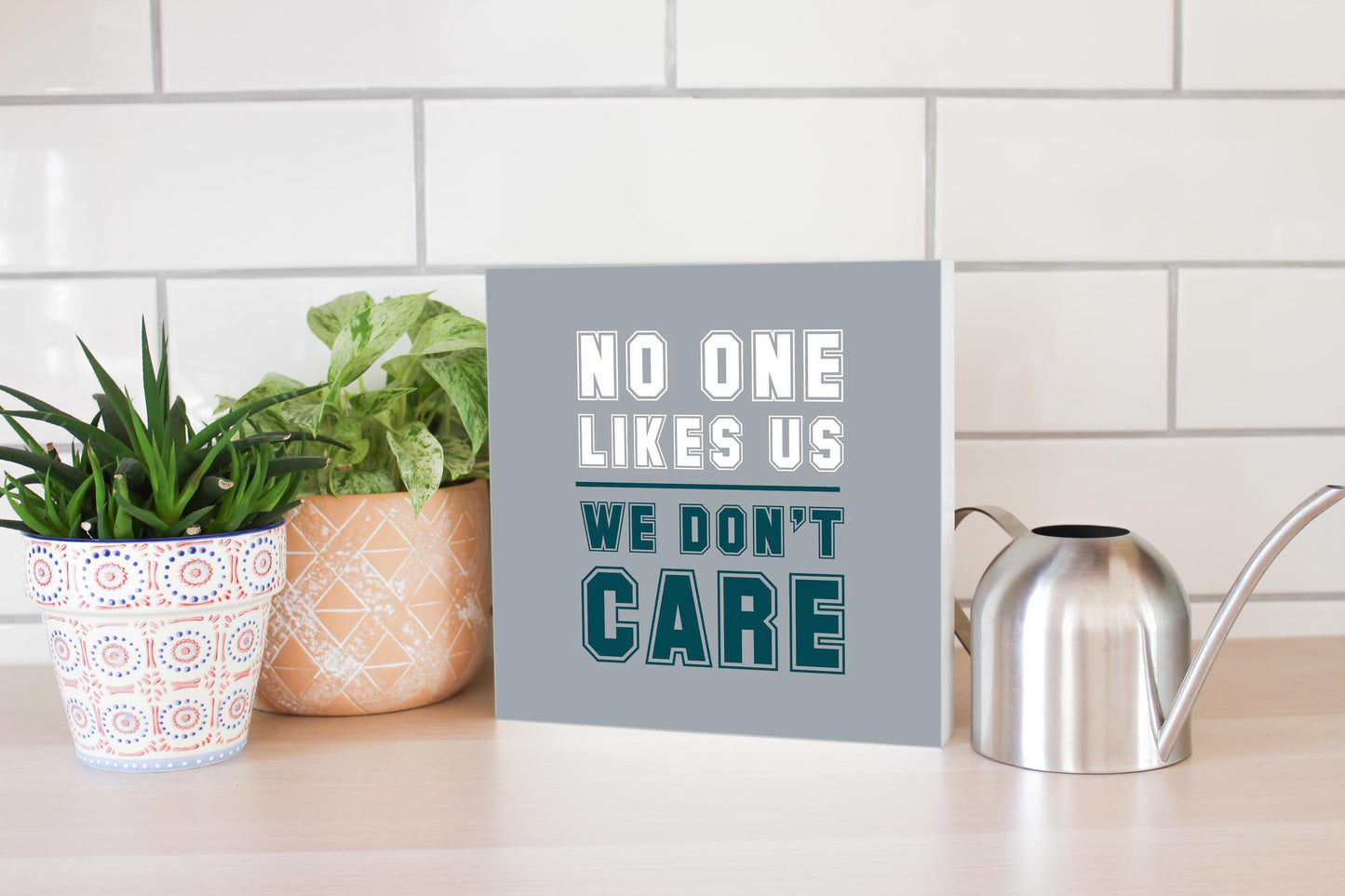 Modern Minimalist Pennsylvania We Dont Care | Wood Block | Eaches | Min 2