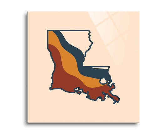 Modern Minimalist Louisiana Retro State Shape | Hi-Def Glass Art | Eaches | Min 2