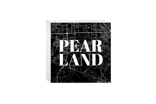 Minimalistic B&W Texas Pearland City Map | Wood Block | Eaches | Min 4