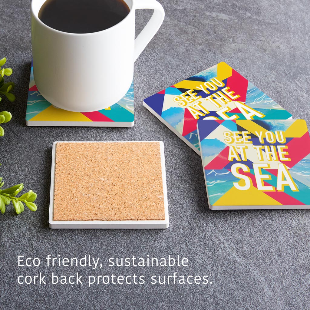 See You At The Sea | Absorbent Coasters | Set of 4 | Min 2