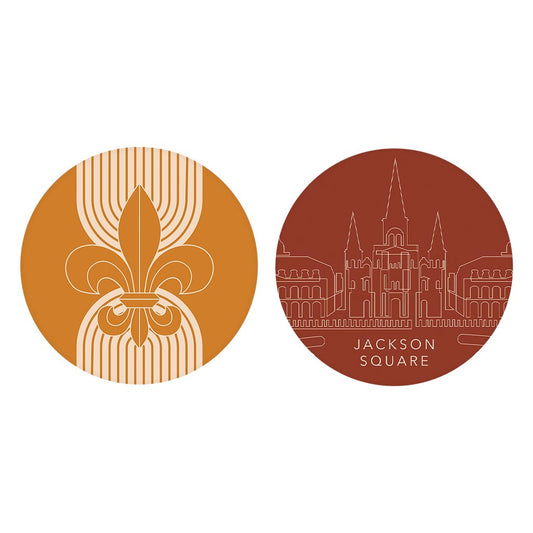 Modern Minimalist Louisiana Set | Absorbent Car Coasters | Set of 2 | Min 4