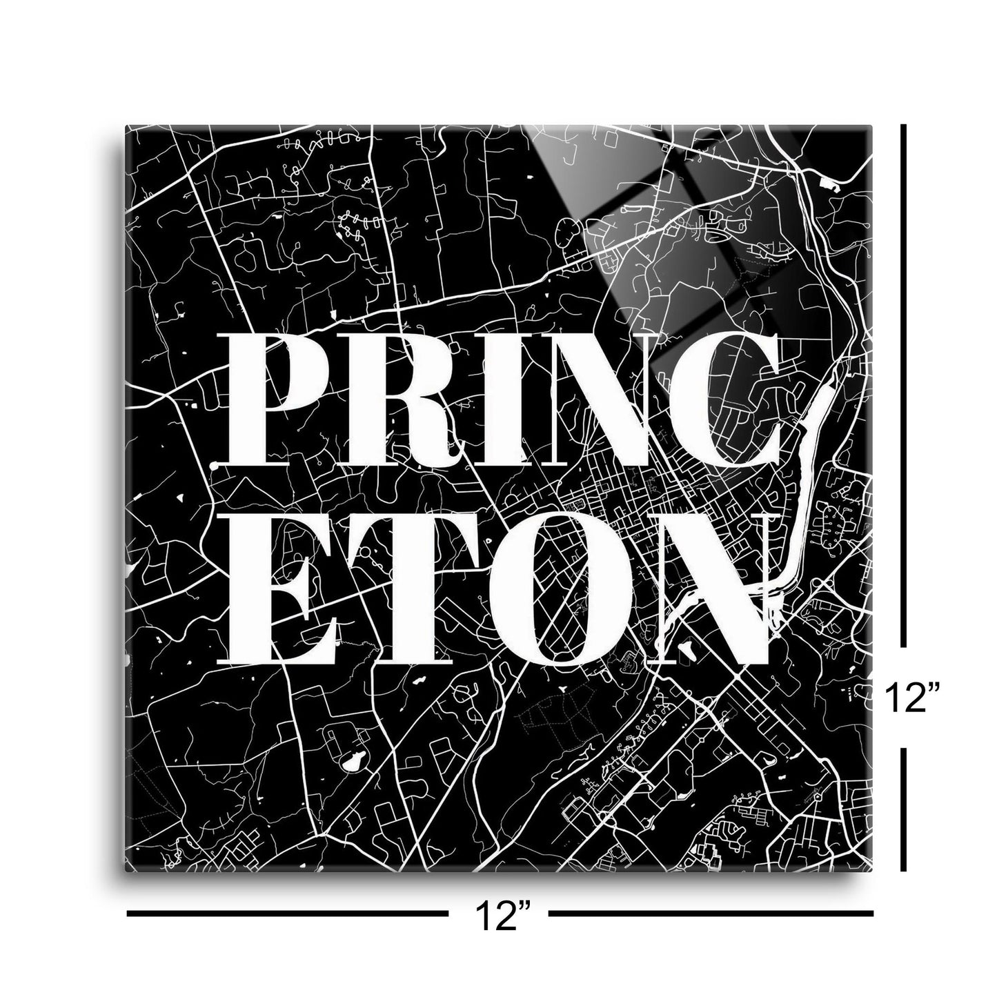 Minimalistic B&W New Jersey Princeton Map | Hi-Def Glass Art | Eaches | Min 1