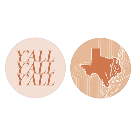 Modern Minimalist Texas Set | Absorbent Car Coasters | Set of 2 | Min 4