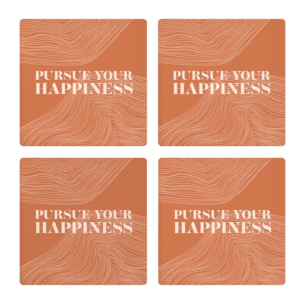 Modern Minimalist Pennsylvania Happiness Quip | Absorbent Coasters | Set of 4 | Min 2