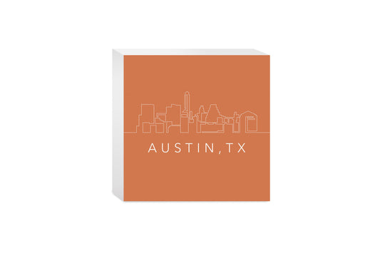 Modern Minimalist Texas Austin Skyline | Wood Block | Eaches | Min 4