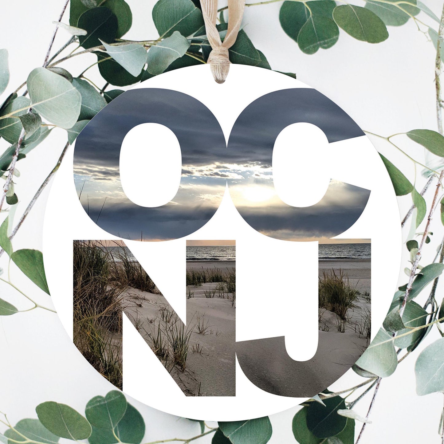 OCNJ Photo With Text | Wood Ornament | Eaches | Min 1