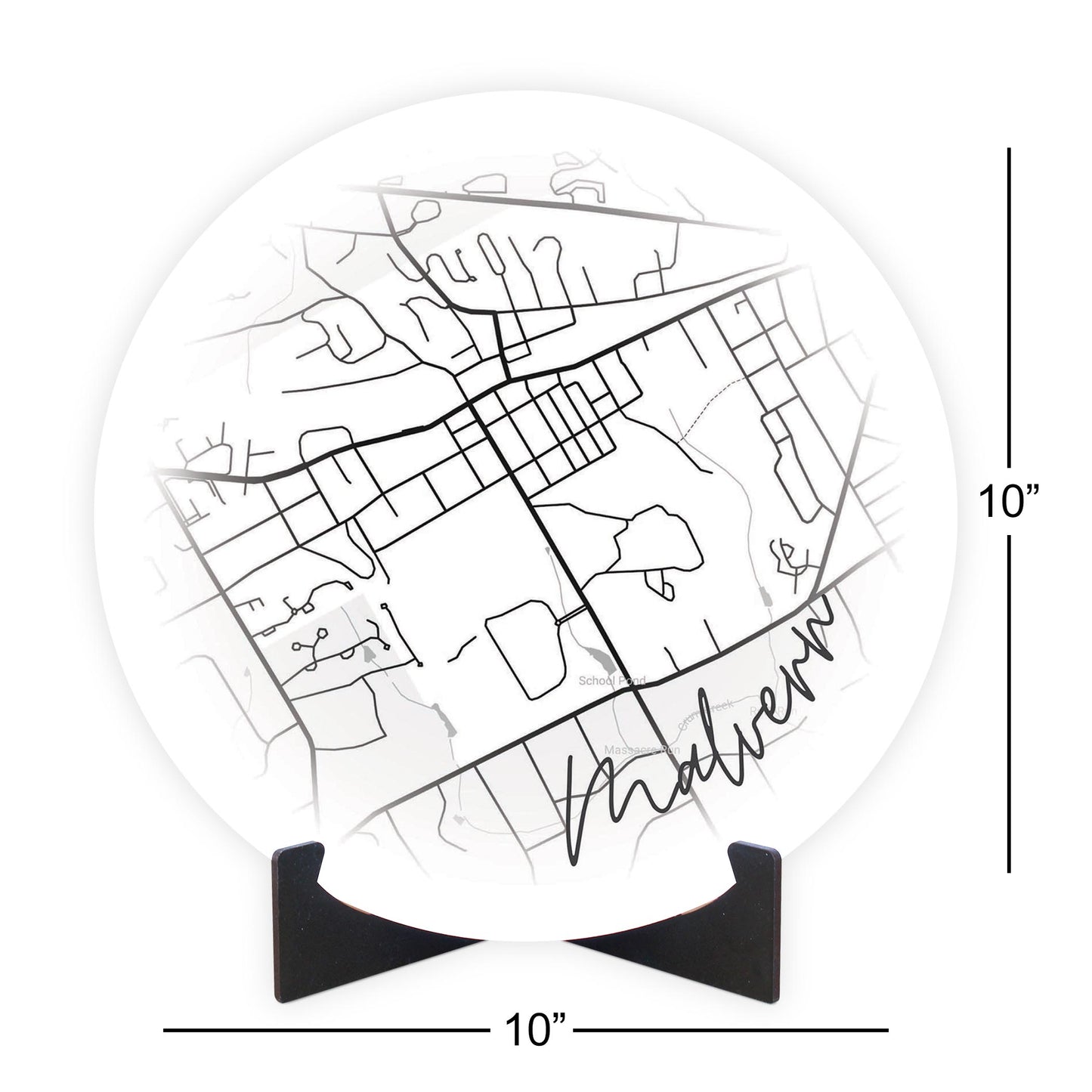 Minimalistic B&W Pennsylvania Malvern Circle Map | Wood Sign | Eaches | Min 1