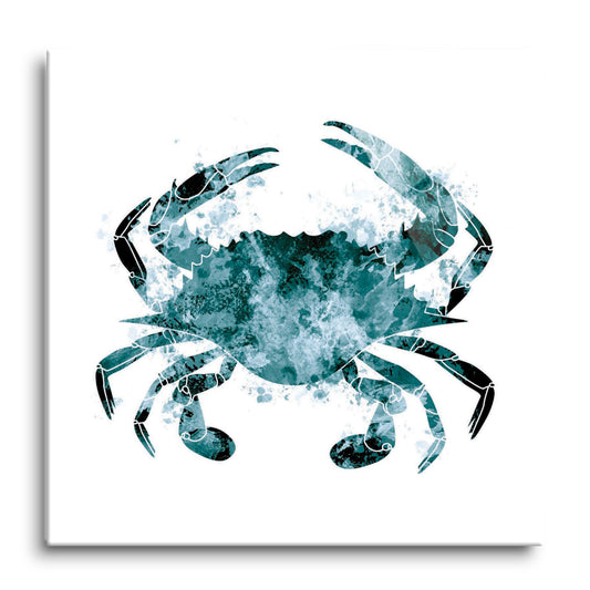 Blue White Water Color Blue Crab | Hi-Def Glass Art | Eaches | Min 1