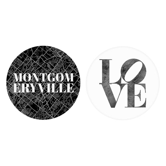 Minimalistic B&W Pennsylvania Montgomeryville Map Love| Absorbent Car Coasters | Set of 2 | Min 4